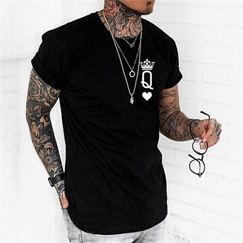 

Men's Unisex T shirt Tee Graphic Prints Poker Crew Neck Black Outdoor Street Short Sleeve Print Clothing Apparel Sports Designer Casual Big and Tall / Summer / Summer