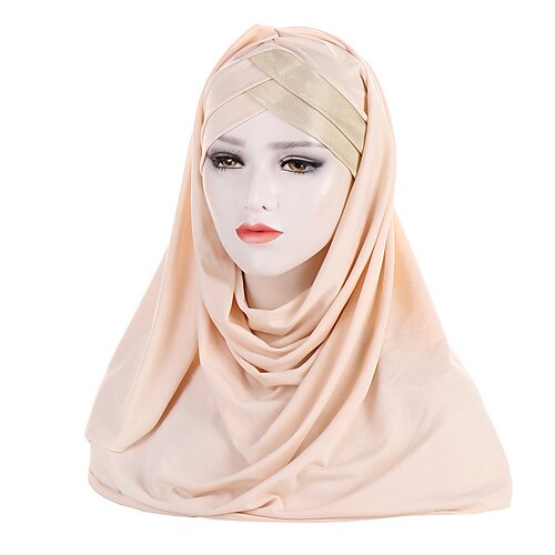 

Women's Muslim Hijab Turban Party / Evening Daily Solid / Plain Color Polyester Boutique Simple Casual / Daily 1 pcs