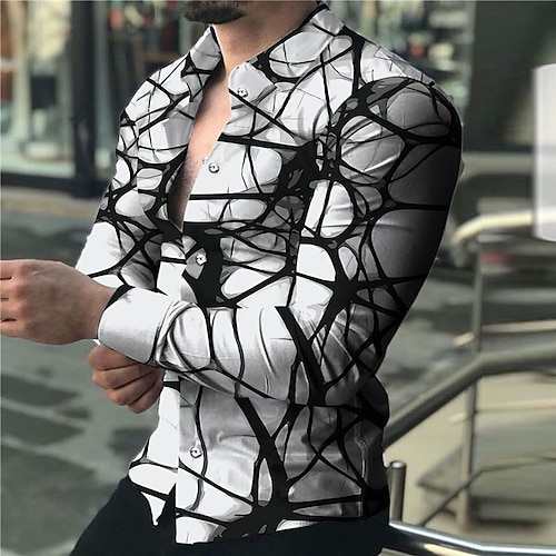 

Homme Chemise Chemise graphique 3D Print Col rabattu Noir 3D effet Extérieur Plein Air Manches Longues Bouton bas Imprimer Vêtement Tenue Mode Design Casual Respirable / Eté / Printemps / Eté