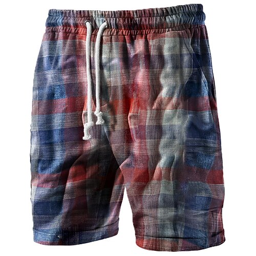 

Men's Stylish Casual / Sporty Active Shorts 3D Print Drawstring Pocket Short Pants Daily Holiday Micro-elastic Graphic Patterned Lattice Comfort Breathable Mid Waist Blue S M L XL XXL / Summer