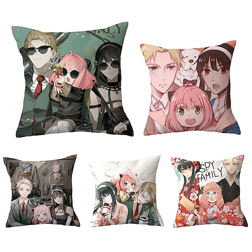 

Spy Family Double Side Cushion Cover 5PC Soft Decorative Square Throw Pillow Cover Cushion Case Pillowcase for Sofa Bedroom Superior Quality Machine Washable