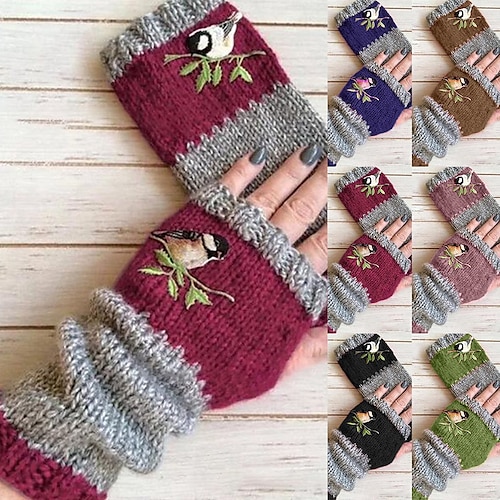 

Women's Fingerless Gloves Daily Animal Knitting Boho Warm 1 Pair