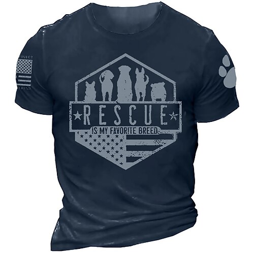 

Men's Unisex T shirt Tee 3D Print Graphic Patterned Letter Animal Crew Neck Street Daily Print Short Sleeve Tops Designer Casual Vintage Big and Tall Black Army Green Khaki / Summer / Summer