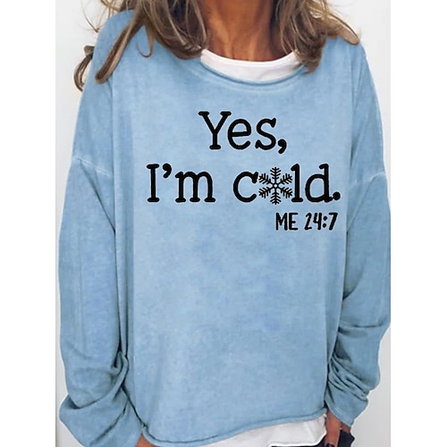 

Women's Pullover Basic Casual Print Green Black Khaki Letter Loose Fit Casual Crew Neck Long Sleeve S M L XL XXL 3XL