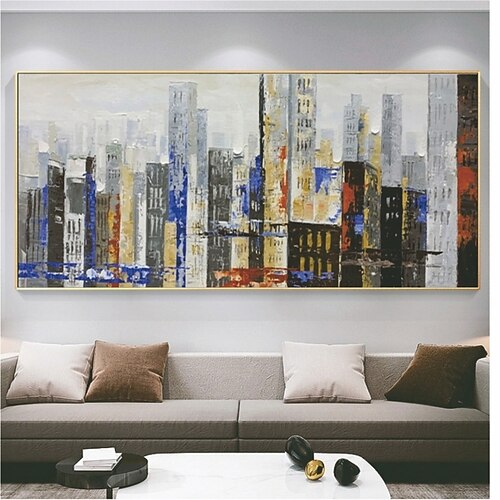

Handmade Hand Painted Oil Painting Wall Art Large Size Archetecture Abstract City Home Decoration Decor Rolled Canvas No Frame Unstretched