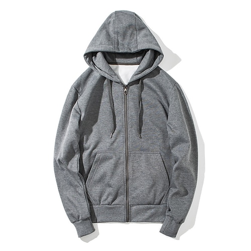 

Men's Hoodie Full Zip Hoodie Solid Color Pocket Daily Holiday Going out non-printing Casual Streetwear Hoodies Sweatshirts Black Blue Light Grey