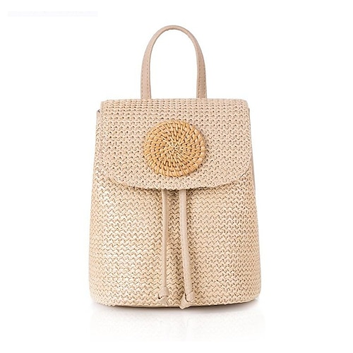 

Women's Girls' Commuter Backpack Mini Backpack Polyester Straw Solid Color Adjustable Daily 3# Rattan buckle khaki 3# rattan button beige 2# Small version of khaki 2# small version brown 2# Small