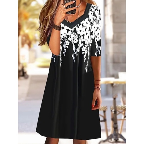 

Women's Sheath Dress Short Mini Dress Black Half Sleeve Print Print Spring Summer V Neck Casual Fashion Modern 2022 S M L XL XXL 3XL