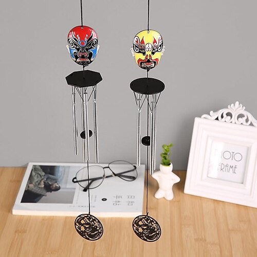 

Metal Chinese Style Face Dream Catcher Handmade Gift Wall Hanging Decor Art Ornament Craft Wind Chimes Multi-tube Tuning for Kids Bedroom Wedding Festival 455cm