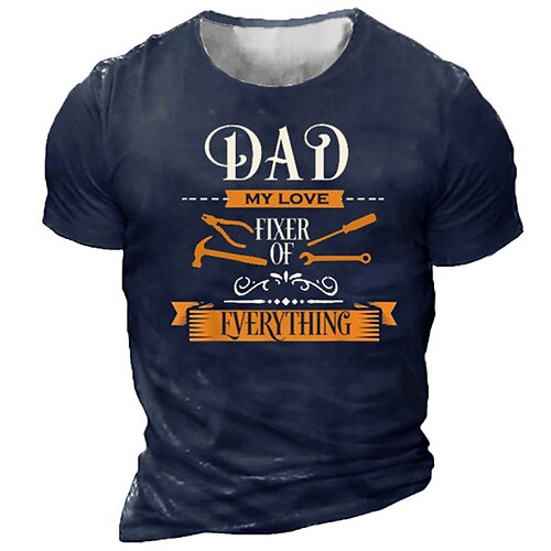 

Men's Unisex T shirt Tee 3D Print Graphic Patterned Letter Crew Neck Street Daily Print Short Sleeve Tops Designer Casual Vintage Big and Tall Navy Blue / Summer / Summer