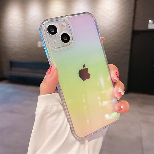 

Phone Case For Apple Back Cover iPhone 13 Pro Max 12 11 SE 2022 X XR XS Max 8 7 Portable Transparent Soft Edges Color Gradient TPU Acrylic