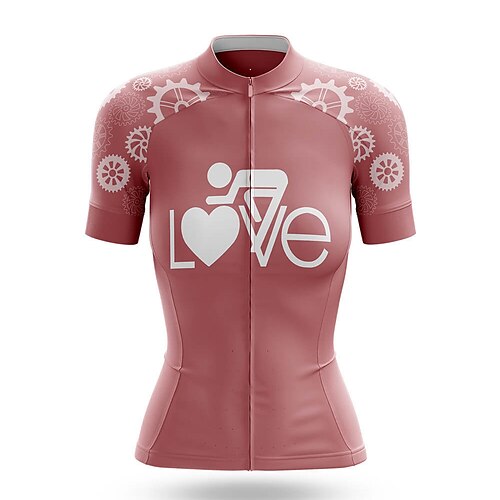 

21Grams Women's Cycling Jersey Short Sleeve Bike Top with 3 Rear Pockets Mountain Bike MTB Road Bike Cycling Breathable Quick Dry Moisture Wicking Rosy Pink Heart Spandex Polyester Sports Clothing