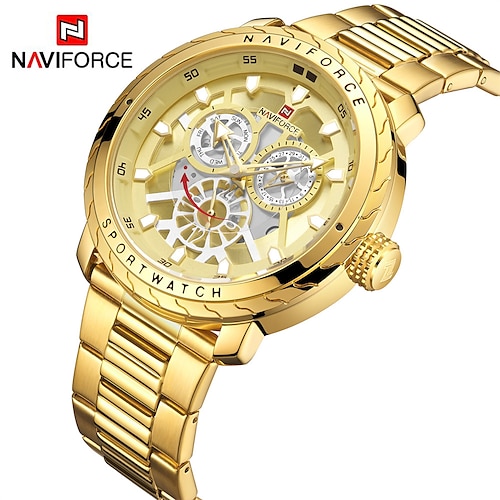 

NAVIFORCE Quartz Watch for Men Analog Quartz Stylish Stylish Waterproof Fake Three Eyes Six Needles Alloy Stainless Steel Fashion