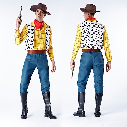 

Toy Story Woody Cosplay Costume Halloween Props Masquerade Men's Movie Cosplay Anime Halloween Yellow Vest Shirt Pants Christmas Halloween New Year Polyester / Belt / Scarf / Hat / Belt / Scarf
