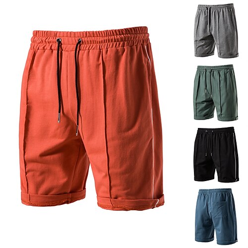 

Men's Stylish Casual / Sporty Shorts Beach Shorts Drawstring Elastic Waist Short Pants Sports Outdoor Daily Micro-elastic Solid Color Comfort Breathable Mid Waist Green Black Orange Dark Gray Navy
