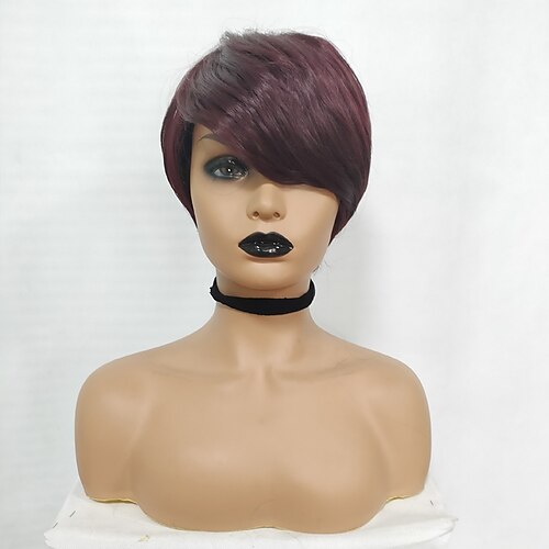 

Synthetic Wig Straight With Bangs Machine Made Wig Short Dark Brown Synthetic Hair Women's Soft Classic Easy to Carry Dark Brown / Daily Wear / Party / Evening