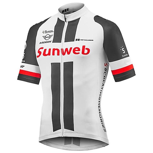 

21Grams Men's Cycling Jersey Short Sleeve Bike Top with 3 Rear Pockets Mountain Bike MTB Road Bike Cycling Breathable Quick Dry Moisture Wicking Reflective Strips White Stripes Polyester Spandex