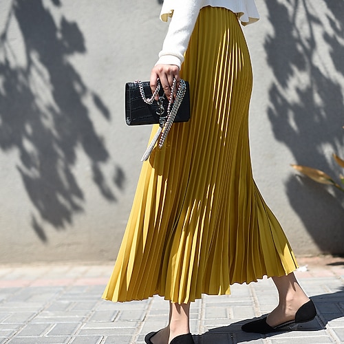 

Per donna Gonna Altalena a dondolo Gonna lunga Maxi Chiffon Nero Bianco Giallo Rosa Gonne Autunno A pieghe Di tendenza Casual / quotidiano Fine settimana S M