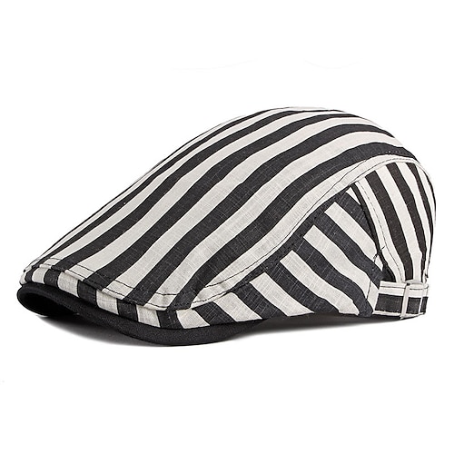 

5 Colors Summer Thin Style Cotton Striped Newsboy Caps Flat Peaked Cap Men And Women Painter Beret Hats