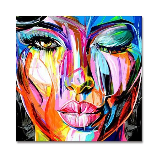 

Mintura Handmade Face Oil Painting On Canvas Wall Art Decoration Modern Abstract Figure Picture For Home Decor Rolled Frameless Unstretched Painting