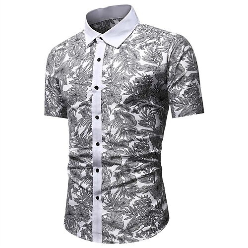 

Men's Shirt Graphic Shirt Graphic Plants Turndown Brown White 3D Print Street Daily Short Sleeve Button-Down Clothing Apparel Fashion Designer Casual Comfortable / Beach