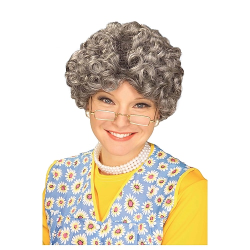 

Women's Yo Momma Short Curly Gray Costume Wig