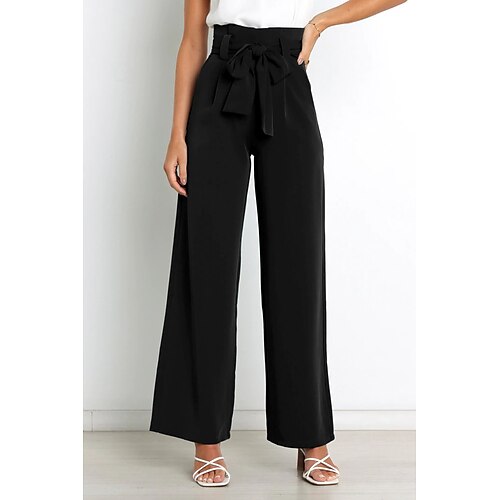 

Dame Dressbukser Bukser Posete Rett Svart Hvit Navyblå Medium Midje Mote Arbeid Daglig Sidelommer Mikroelastisk Full lengde Komfort عادي S M L XL