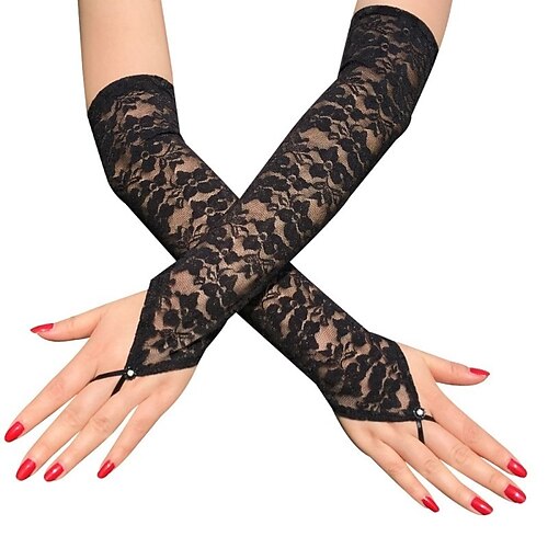 

Women's Fingerless Gloves Lace Gloves Wedding Party Evening Gift Polyester Simple Bridal Gloves Sexy 1 Pair