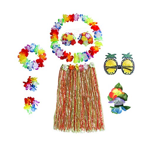 

Party Adult Seaside Beach Hawaii Hula Costume 8-piece Pineapple Glasses Masquerade Ball