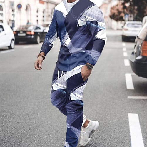 

Men's Tracksuit Hoodies Set Graphic Patterned Gradient 2 Piece Print Sports Outdoor Casual Sports 3D Print Sportswear Basic Essential Hoodies Sweatshirts Black And White Black Red