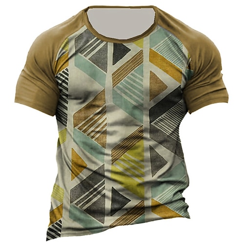 

Men's Unisex T shirt Tee 3D Print Graphic Prints Geometry Crew Neck Street Daily Print Short Sleeve Tops Designer Casual Big and Tall Sports Green / Summer