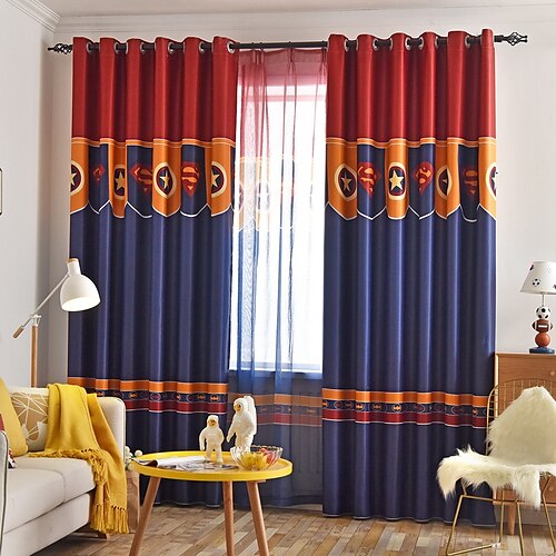 

Two Panel American Style Printed Blackout Curtains Living Room Bedroom Study Children's Room Insulation Curtains