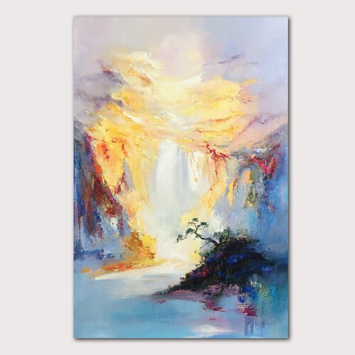 

Handmade Oil Painting CanvasWall Art Decoration Abstract Knife Painting Landscape Blue For Home Decor Rolled Frameless Unstretched Painting