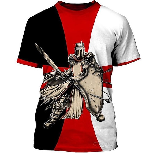 

Men's Unisex T shirt Tee 3D Print Graphic Patterned Color Block Soldier Crew Neck Street Daily Print Short Sleeve Tops Casual Vintage Big and Tall Sports Red / Summer