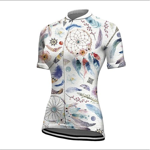 

21Grams Women's Cycling Jersey Short Sleeve Bike Jacket Tracksuit Jersey with 3 Rear Pockets Mountain Bike MTB Road Bike Cycling Breathable Quick Dry Reflective Strips White Graphic Patterned Animal