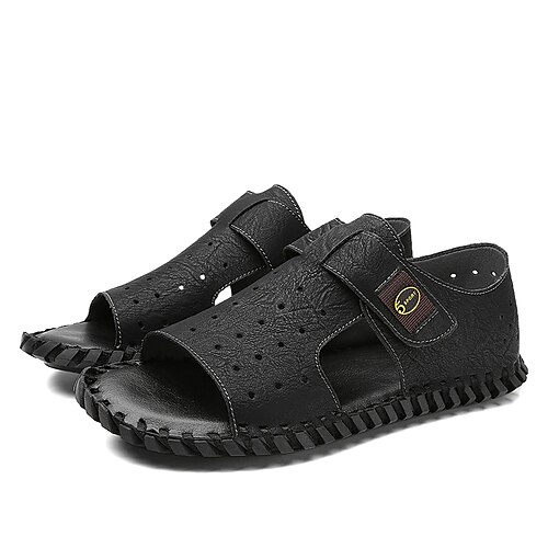 

Men's Sandals Loafers Slip-Ons Casual Classic Daily Office Career PU Black Gray Khaki Spring Summer