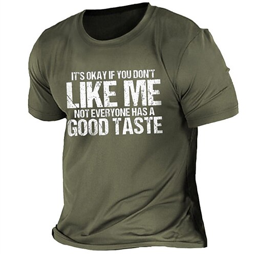 

Men's Unisex T shirt Tee 3D Print Graphic Prints Letter Crew Neck Street Daily Print Short Sleeve Tops Designer Casual Vintage Big and Tall Black Gray Army Green / Summer / Summer