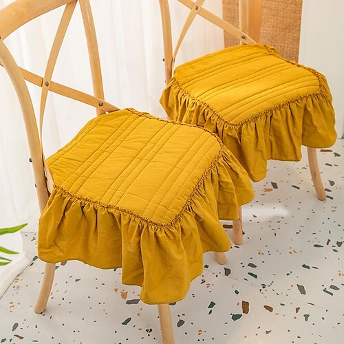 

Stretch Kitchen Chair Seat Cover White Slipcover with Ruffle Jacquard for Dinning Party Soft Durable Washable