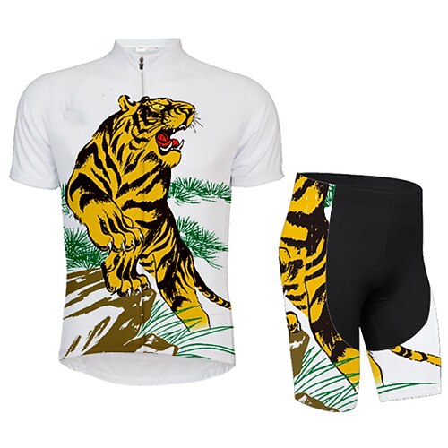 

Men's Short Sleeve Cycling Jersey with Bib Shorts Blue Bike 3D Pad Breathable Quick Dry Sports Graphic Clothing Apparel