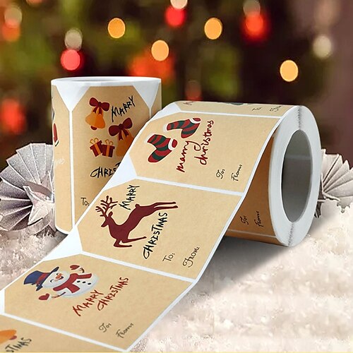 

3 Rolls Christmas Tree Christmas Bell Roll Stickers for Student Notebook Planners Waterproof Self-adhesive Cartoon for Women Men Girls