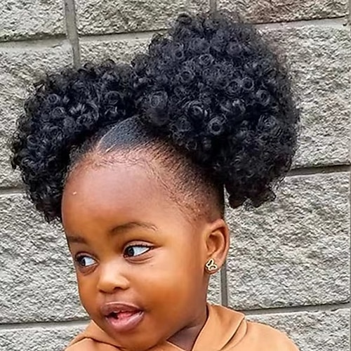 

Afro puff moño para el cabello moño accesorios cola de caballo con cordón corto cola de caballo rizada sintética envuelta en piezas de cabello para niños mujer