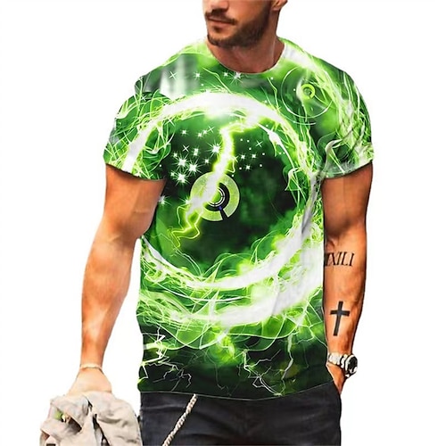 

Men's Unisex T shirt Tee 3D Print Graphic Prints Interstellar Crew Neck Street Daily Print Short Sleeve Tops Designer Casual Big and Tall Sports Green Blue / Summer / Summer