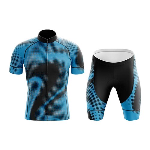 

21Grams Men's Cycling Jersey with Shorts Short Sleeve Mountain Bike MTB Road Bike Cycling Blue Red Polka Dot Bike Clothing Suit 3D Pad Breathable Quick Dry Moisture Wicking Back Pocket Polyester