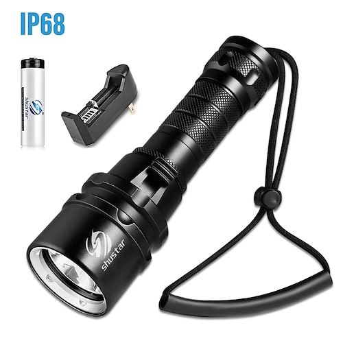 

SHUSTAR LED Flashlights Super Bright Diving Flashlight IP68 Highest Waterproof Rating Professional Diving Light Powered by 18650 Battery With Hand Rope