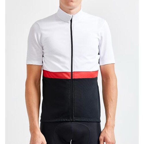 

21Grams Men's Cycling Jersey Short Sleeve Bike Top with 3 Rear Pockets Mountain Bike MTB Road Bike Cycling Breathable Quick Dry Moisture Wicking Reflective Strips White Color Block Polyester Spandex