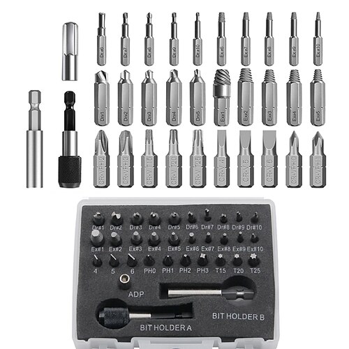 

22/33PCS Damaged Screw Extractor Remover Drill Bit Set Disassemble Screws Bolt Stud Slip Teeth Demolish Stripped Broken Remover Tools