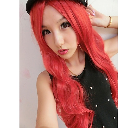 

Synthetic Wig Wavy Middle Part Machine Made Wig Long Red Synthetic Hair Women's Soft Classic Easy to Carry Red / Daily Wear / Party / Evening