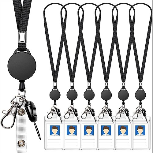 

Waterproof Document Card Holder Double-layer Document Polyester Material Lanyard 3.2cm Easy-to-pull Buckle Easy-to-pull Keychain