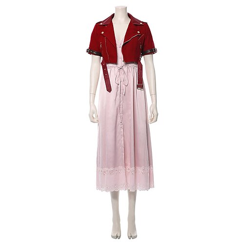 

Final Fantasy VII Aerith Gainsborough Dress Outfits Women's Movie Cosplay Cosplay Costume Party Red Top Dress Masquerade Polyester