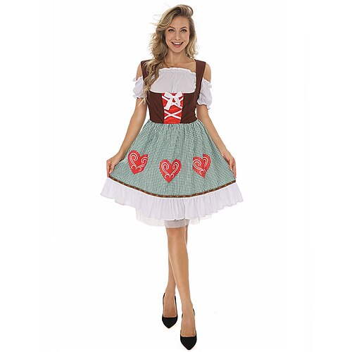 

Oktoberfest Beer International Beer Festival Dirndl Trachtenkleider Women's Top Dress Bavarian Costume Dark Brown